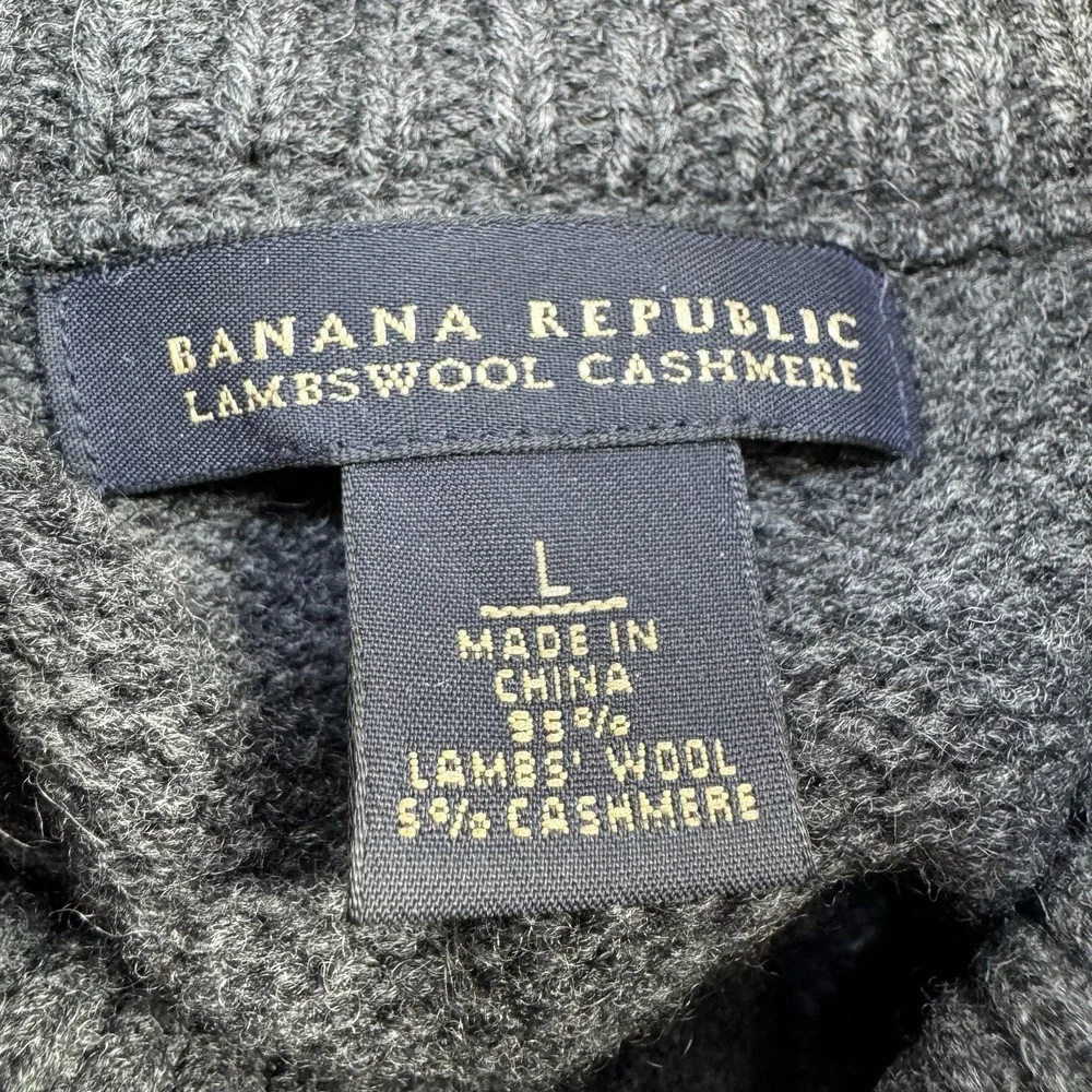 Banana Republic Lambswool Cashmere Knit Henley Pullover Sweater‎ Men's Sz Large